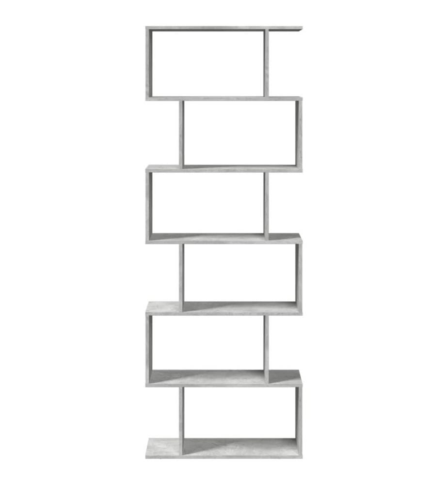 Étagère séparatrice de pièce à 6 niveaux gris béton 70x24x193cm