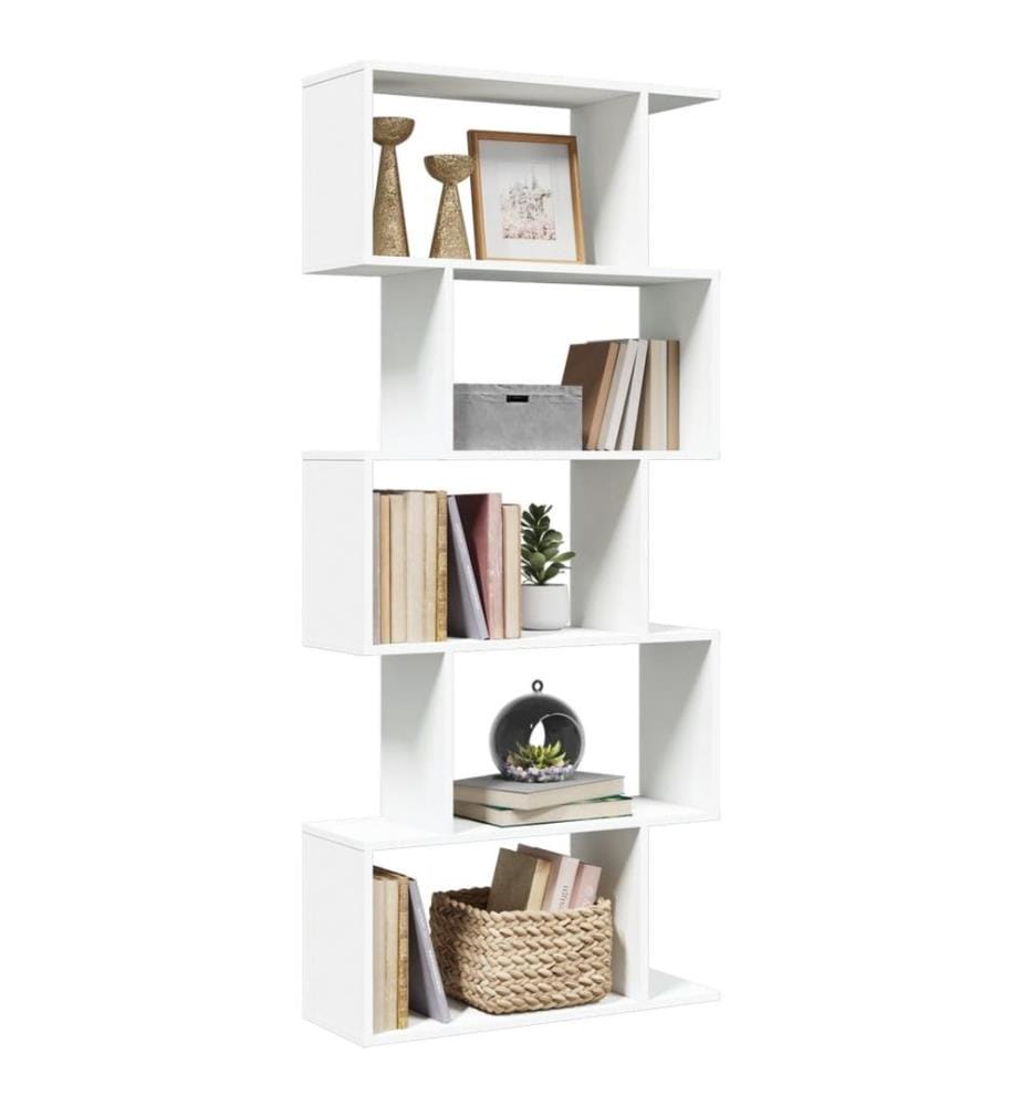 Raumteiler Bücherregal 5-stufig Weiss 70x24x161 cm Holzwerkstoff