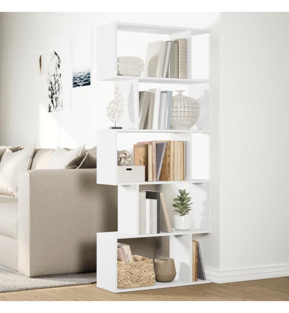 Raumteiler Bücherregal 5-stufig Weiss 70x24x161 cm Holzwerkstoff