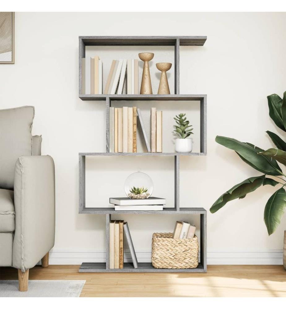 Raumteiler-Bücherregal 4 Böden Grau Sonoma 70x24x129 cm
