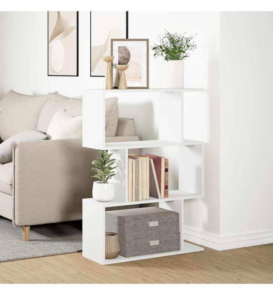 Raumteiler Bücherregal 3-stufig Weiss 70x24x97 cm Holzwerkstoff
