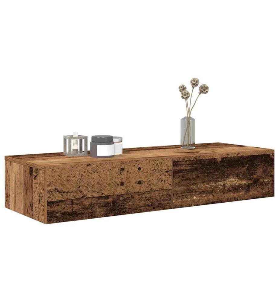 Wandregal mit Schubladen Altholz-Optik 100x36x19 cm