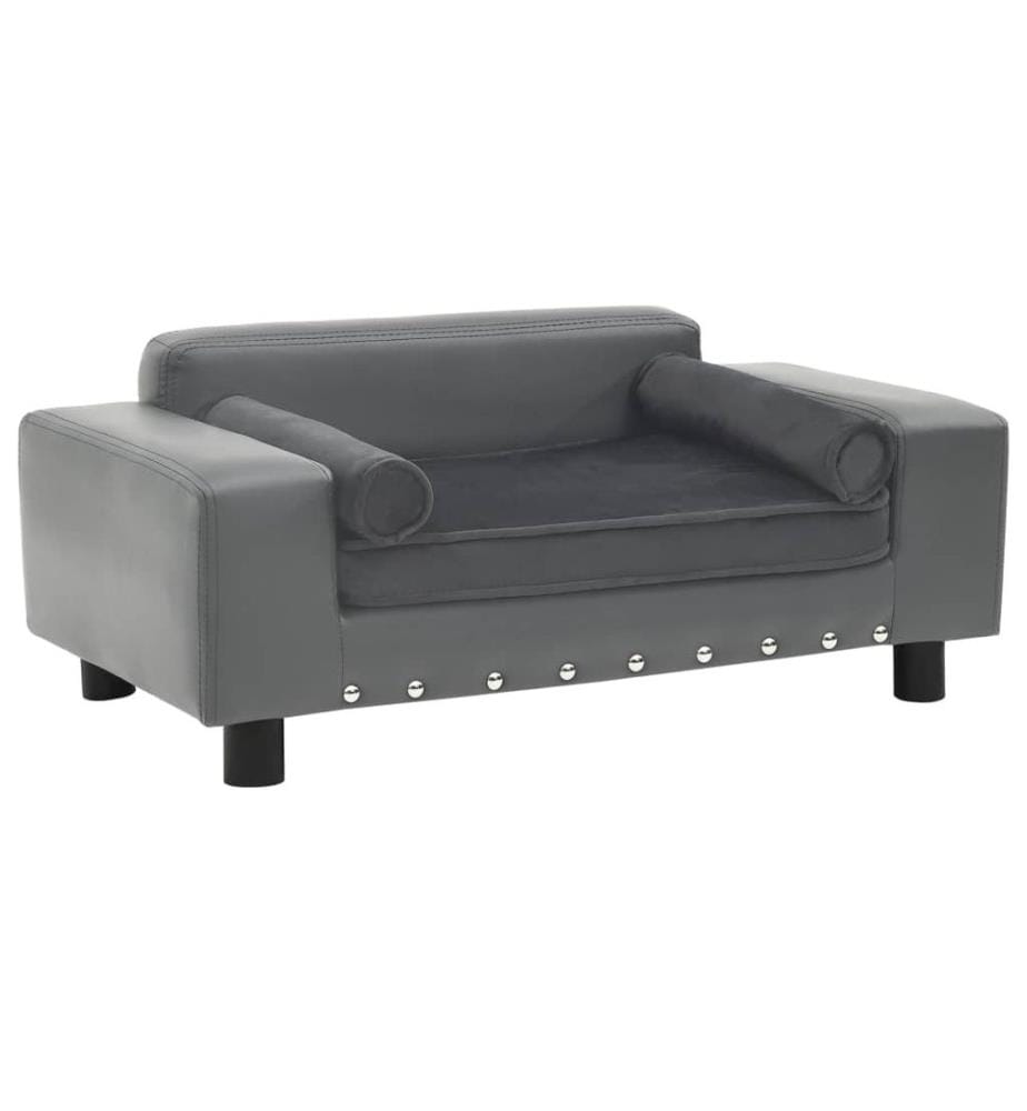 Hundesofa Grau 81x43x31 cm Plüsch und Kunstleder