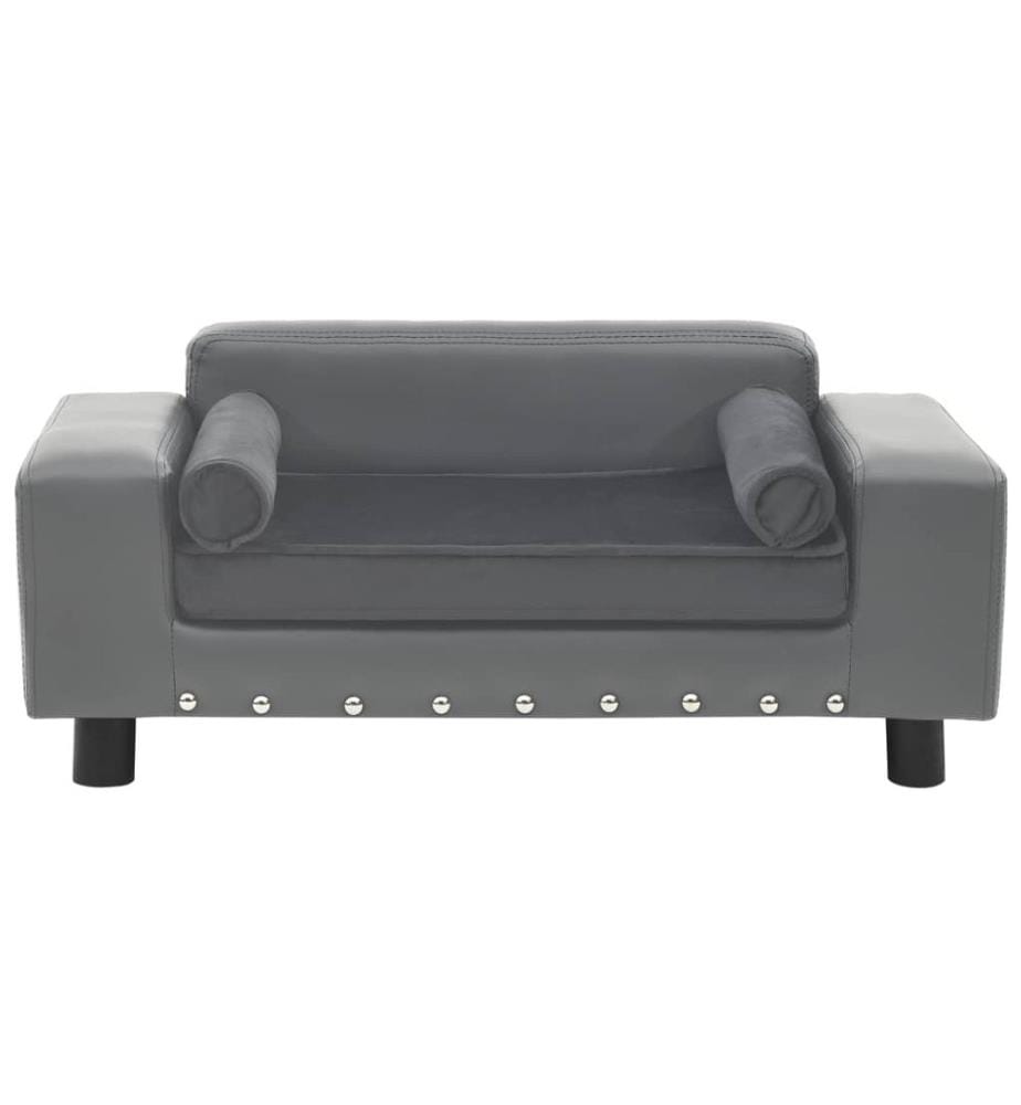 Hundesofa Grau 81x43x31 cm Plüsch und Kunstleder