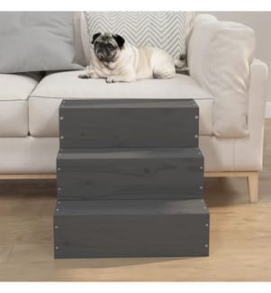 Haustiertreppe Grau 40x37,5x35 cm Massivholz Kiefer