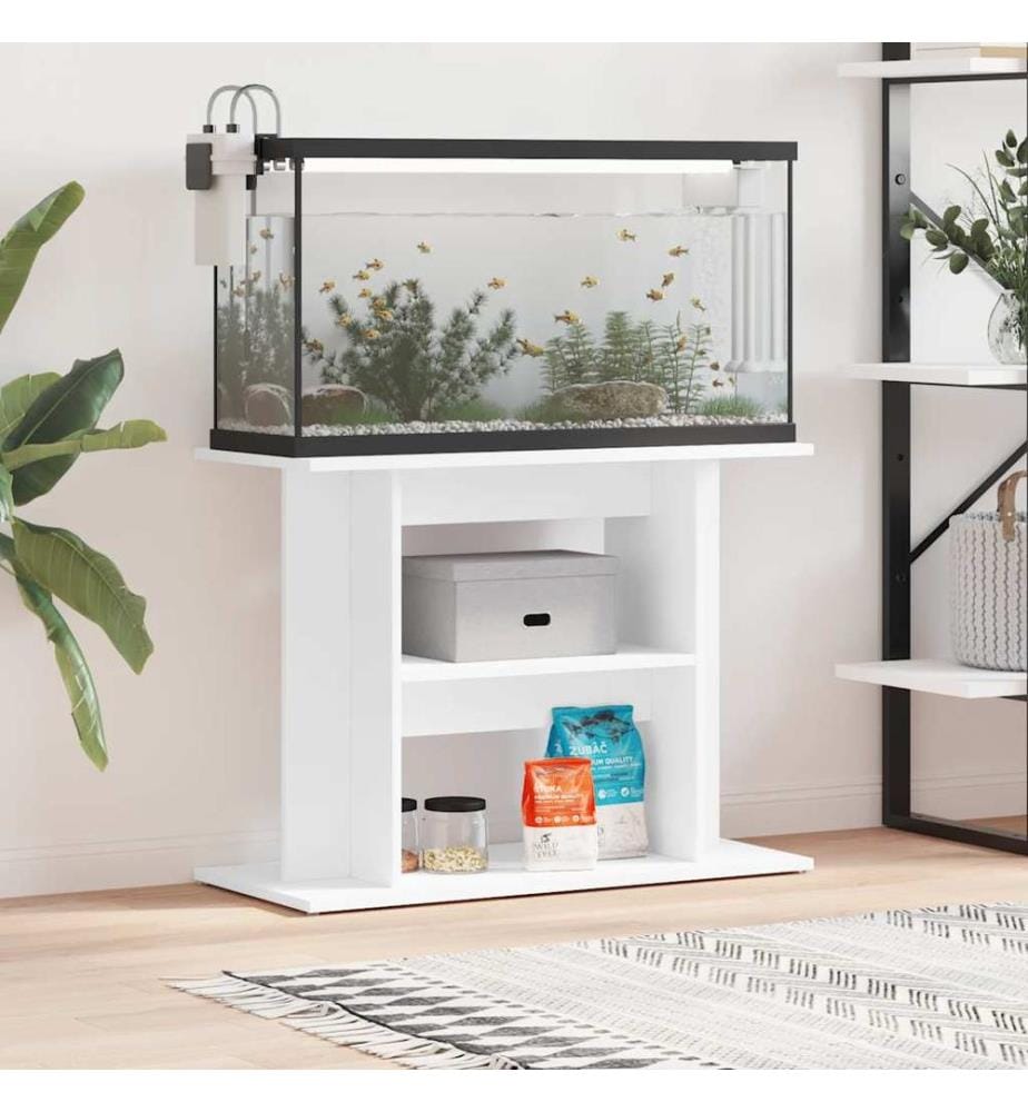 Support pour aquarium blanc 80x35x60 cm bois d'ingénierie