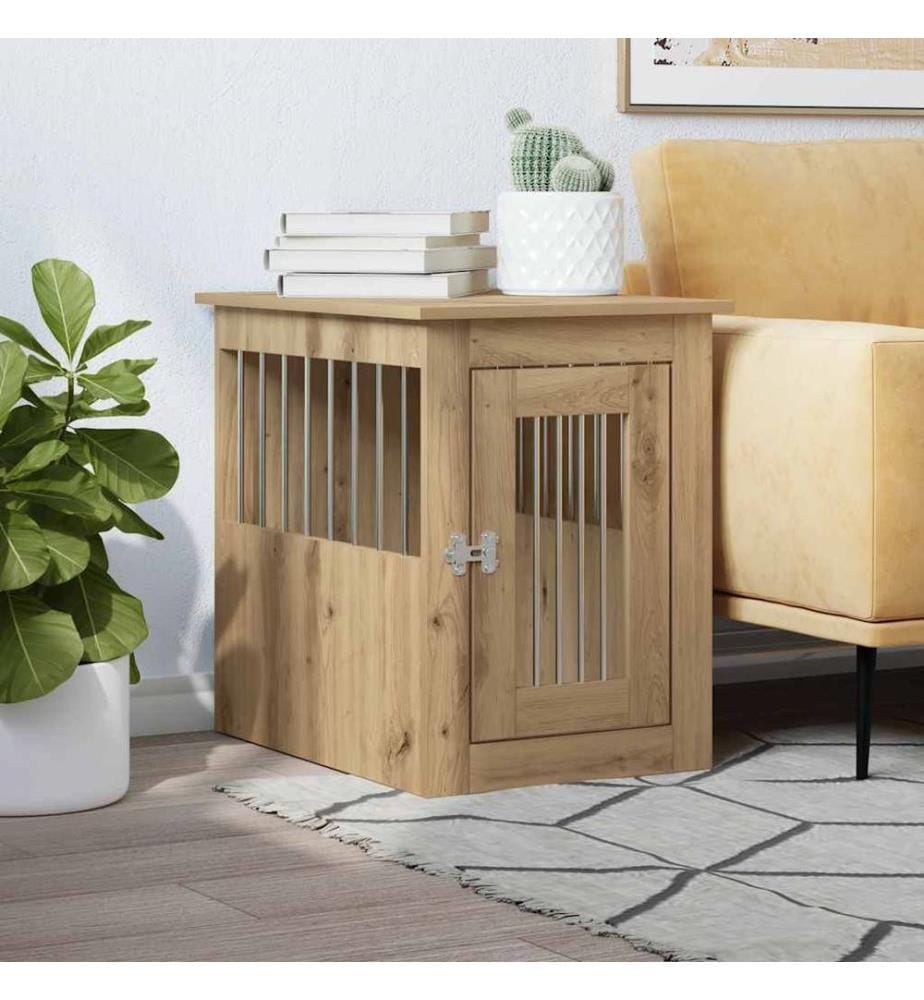 Meuble de cage pour chiens chêne artisanal 45x62x59 cm