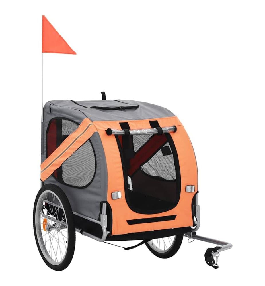 Remorque de vélo pour animaux de compagnie orange et gris