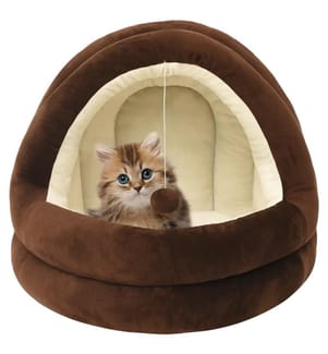 Katzenbett 50x50x45 cm Braun und Creme
