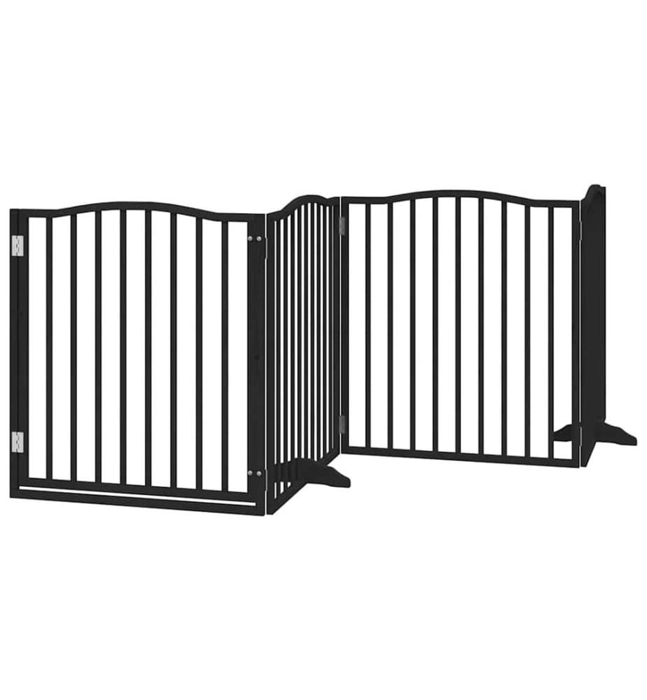 Barrière pour chien porte pliable 8 panneaux noir bois peuplier