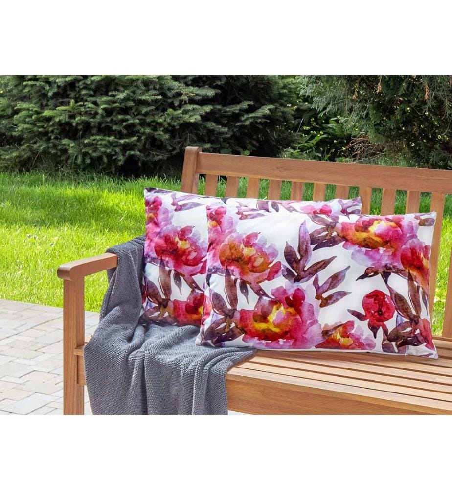 Set di 2 cuscini da esterno LANROSSO Trama floreale 40 x 60 cm Rosa