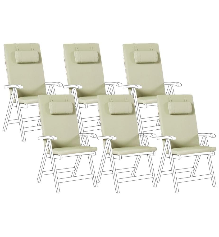 Lot de 6 coussins de jardin JAVA/AMANTEA PREMIUM 50 x 70 cm Vert