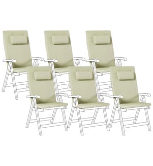 Lot de 6 coussins de jardin JAVA/AMANTEA PREMIUM 50 x 70 cm Vert