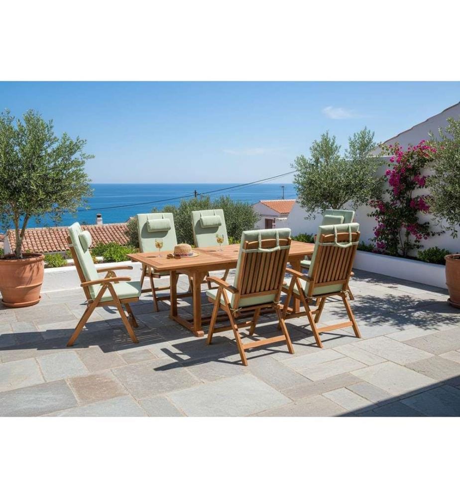 Lot de 6 coussins de jardin JAVA/AMANTEA PREMIUM 50 x 70 cm Vert