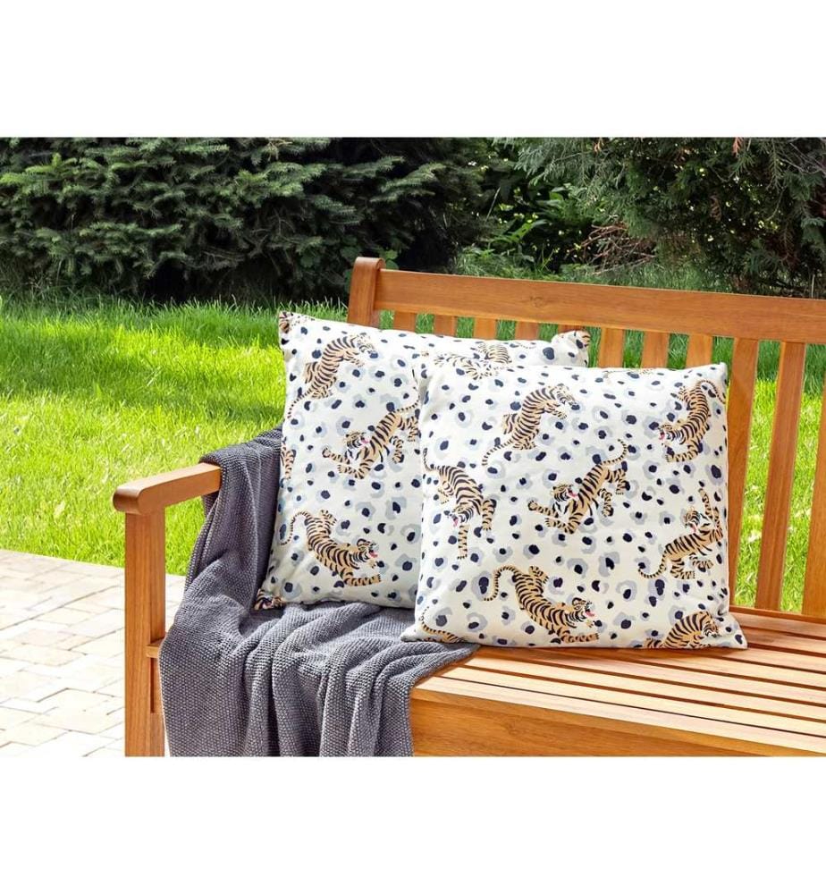 Set di 2 cuscini da esterno ARENZANO Trama animale 45 x 45 cm Beige