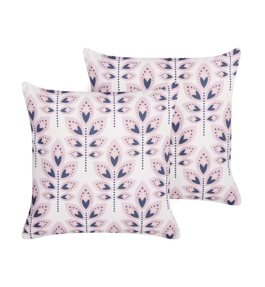 Gartenkissen 2er Set TORRETTA Pflanzenmuster 45 x 45 cm Cremeweiss