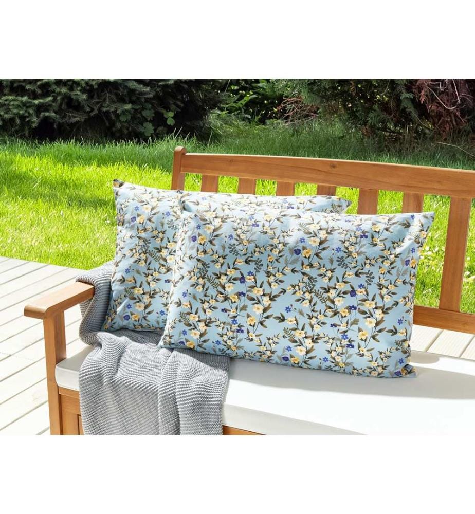 Set di 2 cuscini da esterno VALLORIA Trama floreale 40 x 60 cm Blu