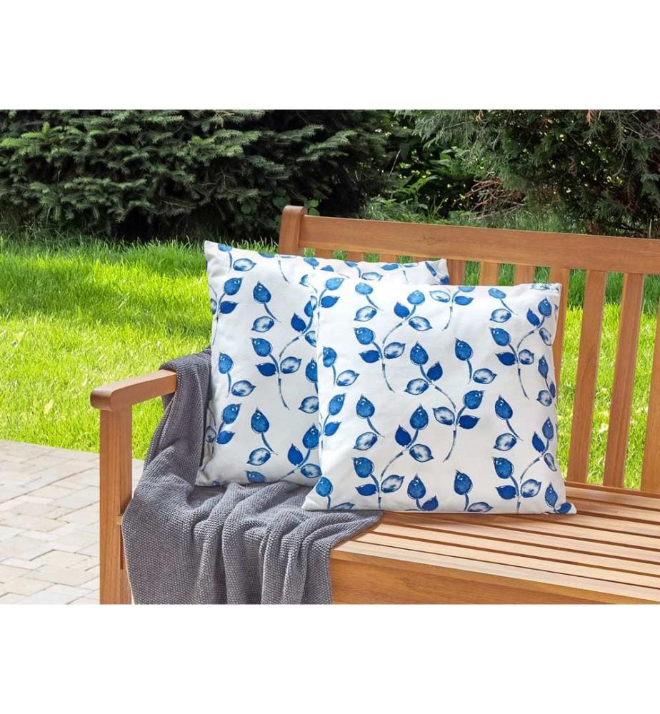 Set di 2 cuscini da esterno TORBORA Trama di piante 45 x 45 cm Bianco Blu