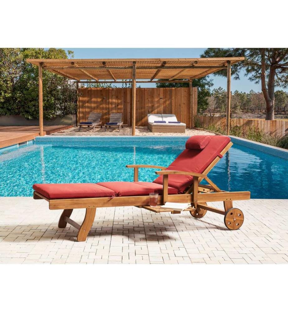 Cuscino per sdraio TOSCANA/JAVA/AMANTEA PREMIUM 189 x 58 cm Rosso