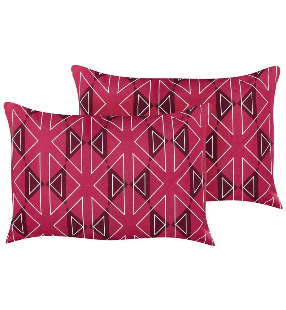 Set di 2 cuscini da esterno MEZZANO Trama geometrica 40 x 60 cm Fucsia