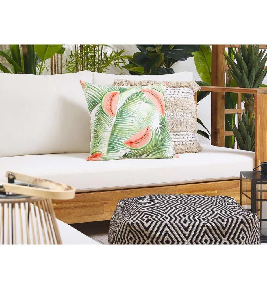 Set di 2 cuscini da esterno LOVOLETO Trama di piante 45 x 45 cm Verde chiaro