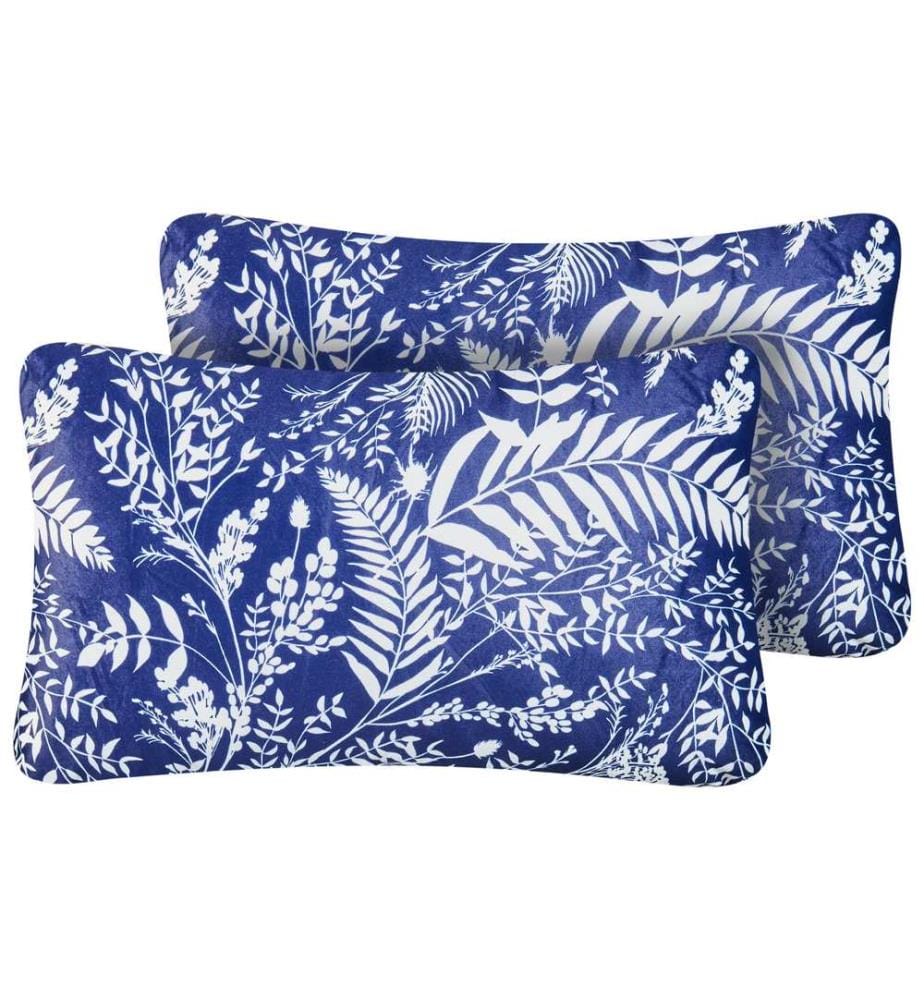 Set di 2 cuscini da esterno GLIMMER Trama di piante 30 x 50 cm Blu