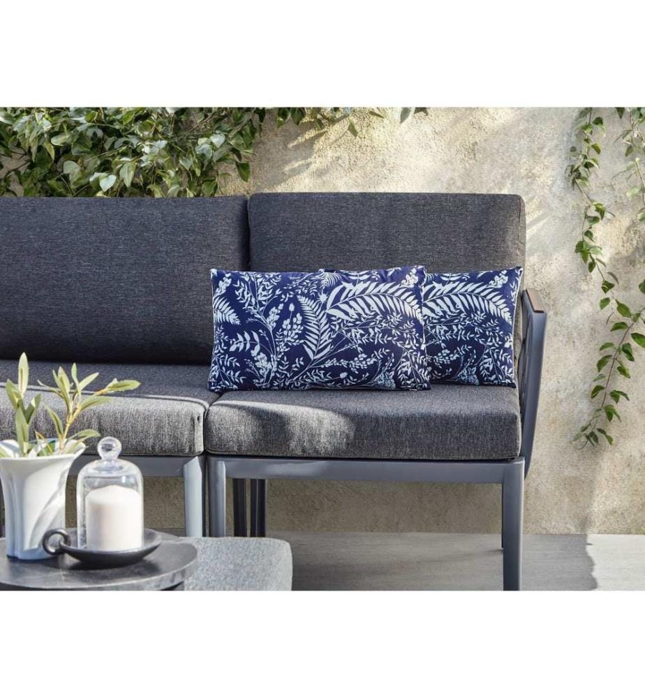 Set di 2 cuscini da esterno GLIMMER Trama di piante 30 x 50 cm Blu