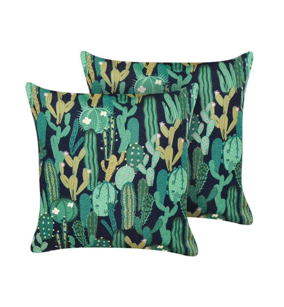 Set di 2 cuscini da esterno BUSSANA Trama di piante 45 x 45 cm Verde
