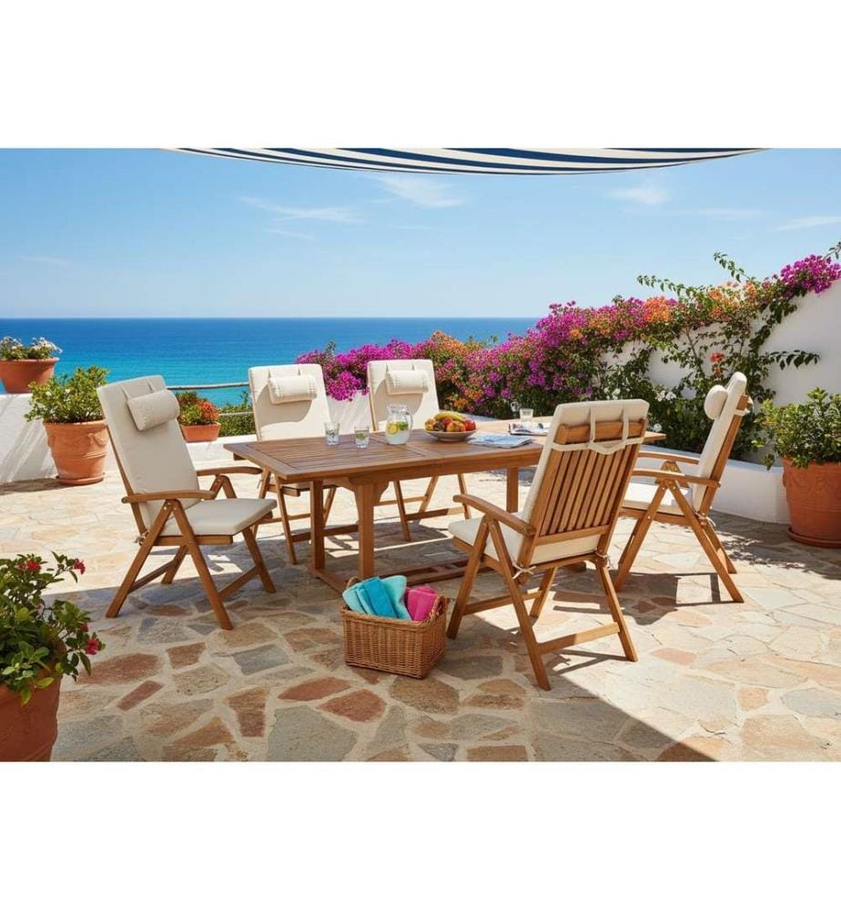 Outdoor Sitzkissen 6er Set JAVA/AMANTEA PREMIUM 50 x 70 cm Hellbeige