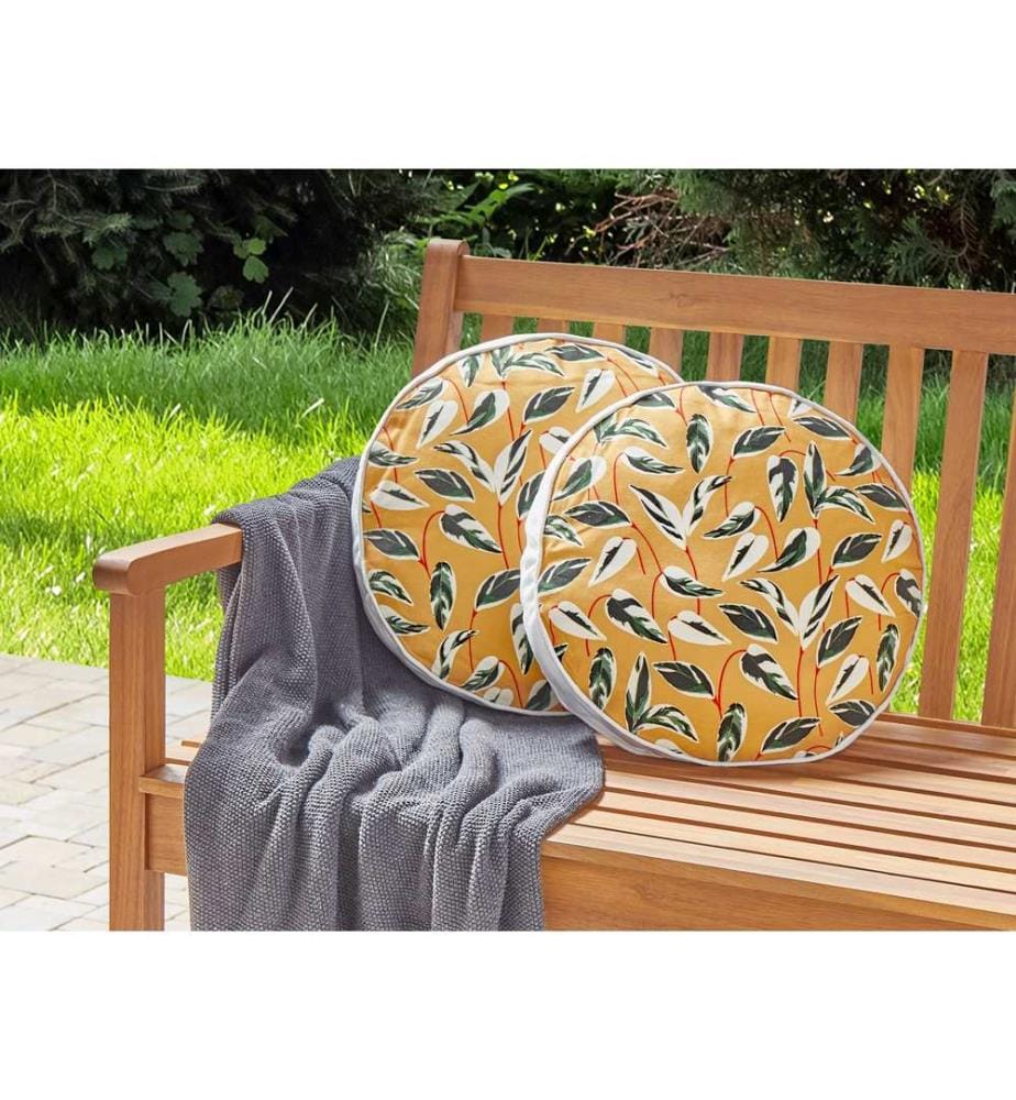 Set di 2 cuscini da esterno TAGGIA Trama di piante 40 x 40 cm Giallo
