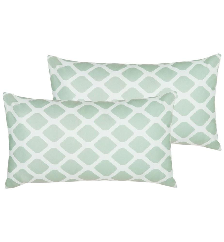 Set di 2 cuscini da esterno KALAMOS Trama geometrica 40 x 70 cm Verde menta