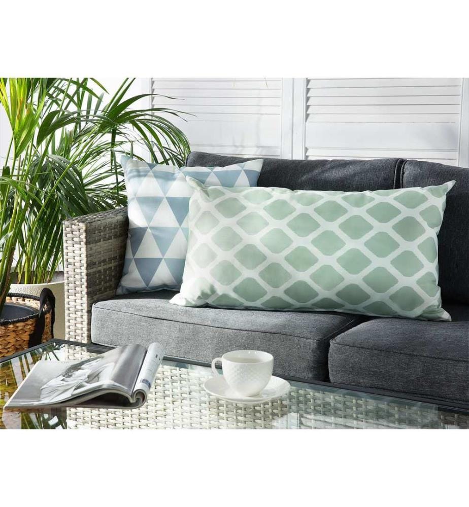 Set di 2 cuscini da esterno KALAMOS Trama geometrica 40 x 70 cm Verde menta
