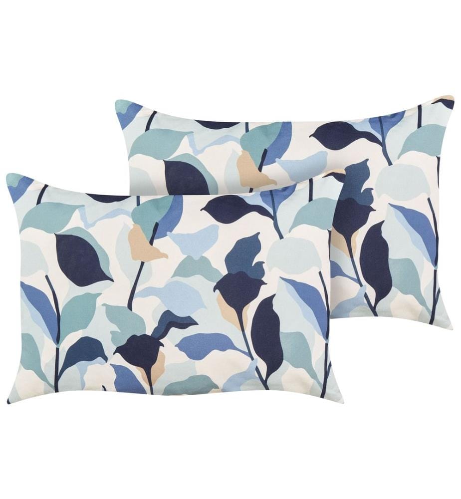 Set di 2 cuscini da esterno VEGLINO Trama di piante 40 x 60 cm Blu