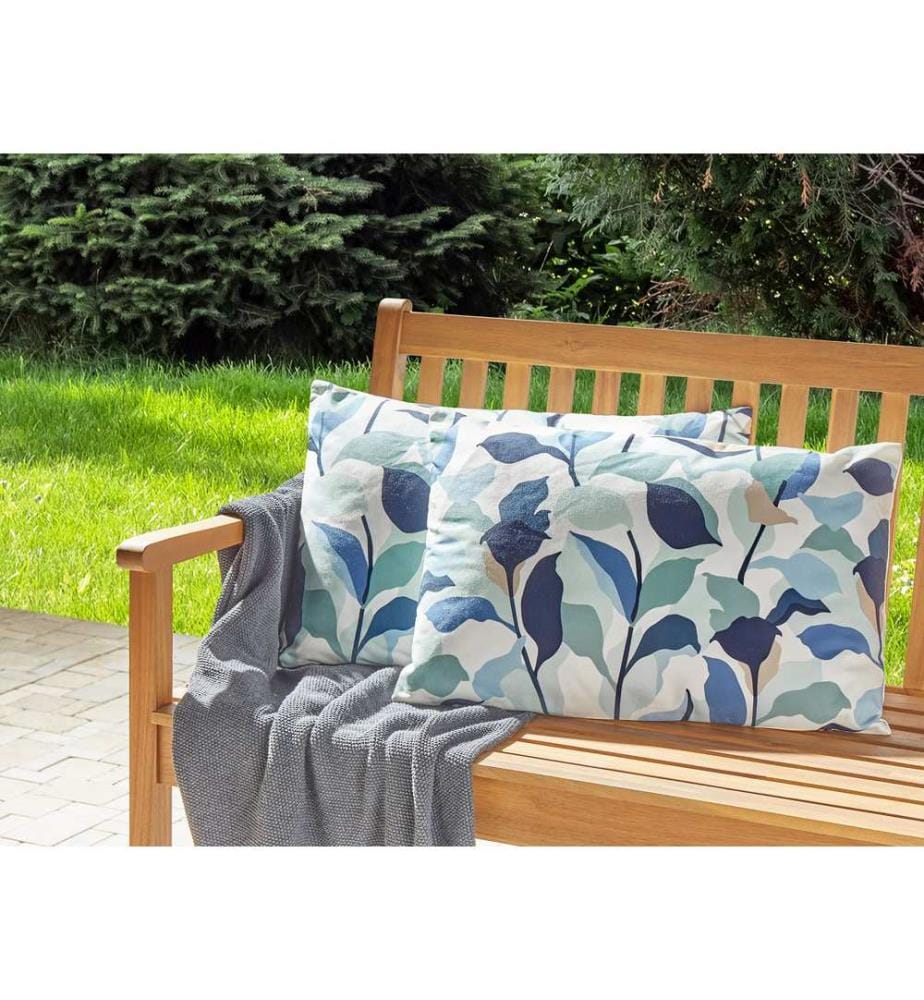 Set di 2 cuscini da esterno VEGLINO Trama di piante 40 x 60 cm Blu