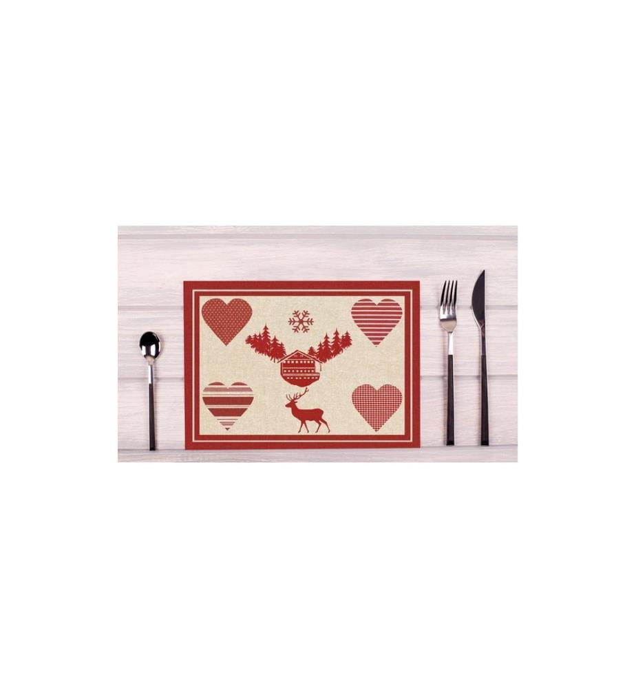 PRO nappe - Set de table Vol en altitude 400 pièces, 30 cm x 40 cm, Rouge/Beige
