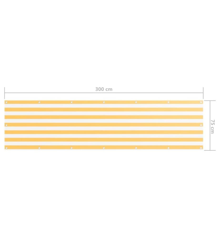 Balkon-Sichtschutz Weiss und Gelb 75x300 cm Oxford-Gewebe