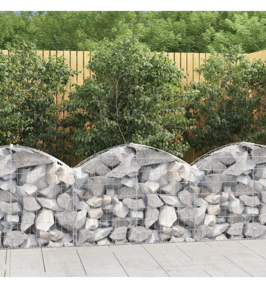 Gabione mit Hochbogen 100x30x60/80 cm Verzinktes Eisen