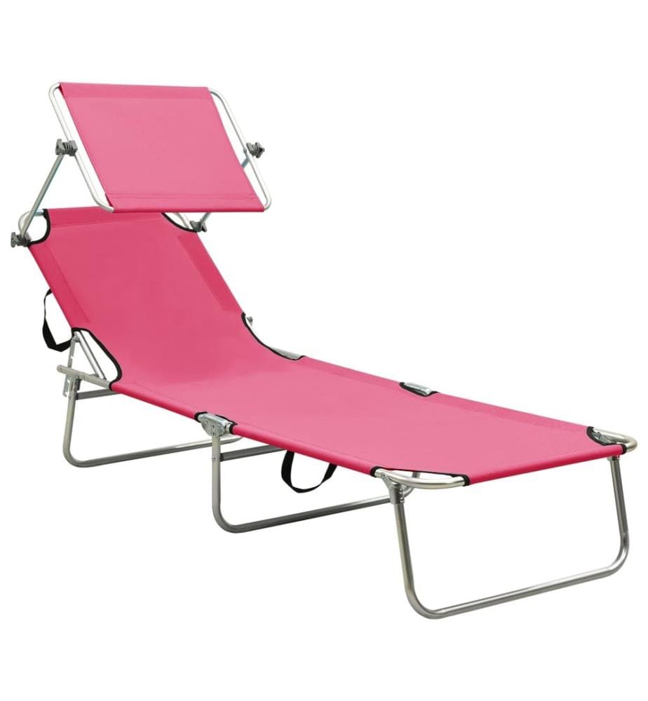 Klappliege mit Sonnendach Stahl Rosa
