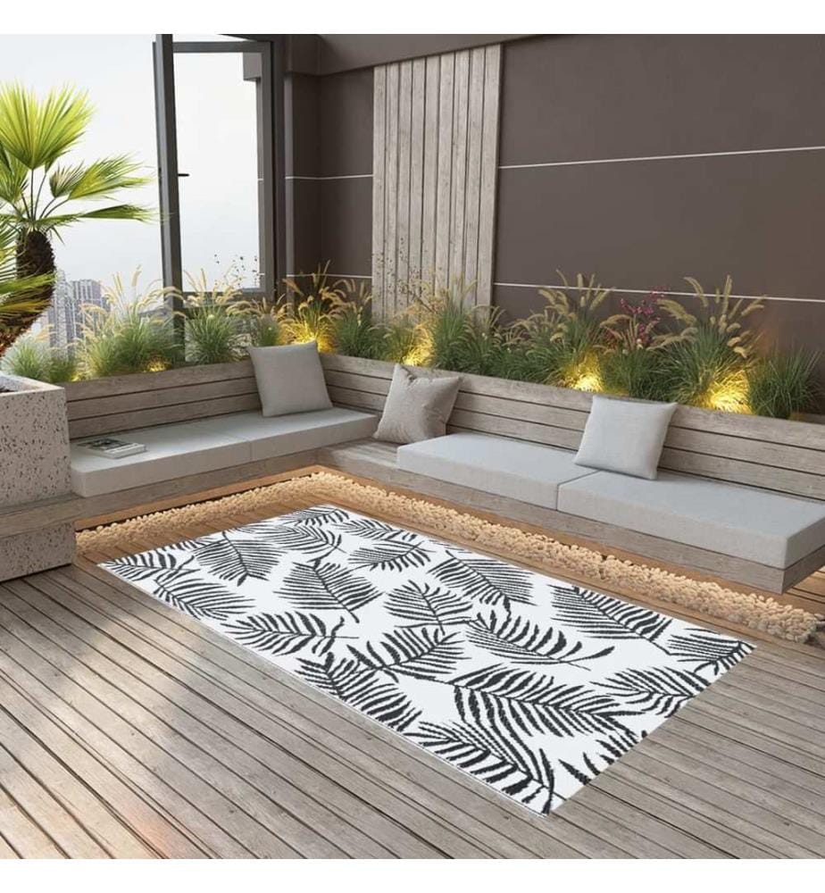 Outdoor-Teppich ARAKIL Weiss und Schwarz 80x150 cm PP