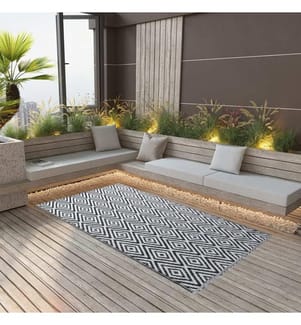 Outdoor-Teppich ARAKIL Weiss und Schwarz 160x230 cm PP