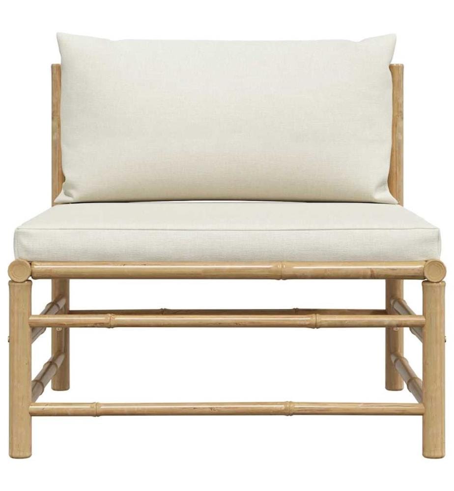Garten-Mittelsofa mit Kissen Cremeweiss Bambus