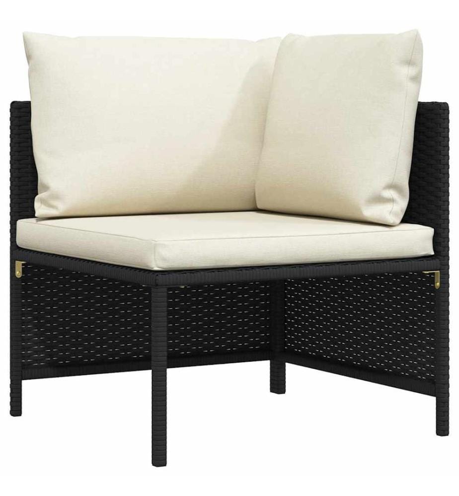 Modular-Ecksofa mit Kissen Schwarz Poly Rattan