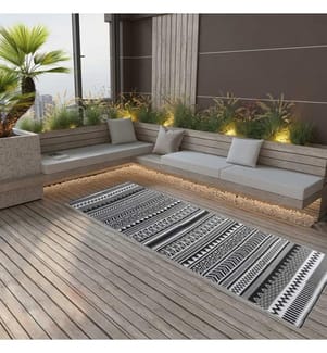 Outdoor-Teppich ARAKIL Schwarz 80x250 cm PP