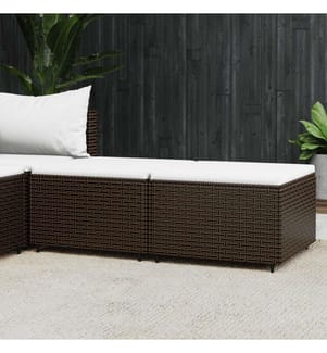 Gartenhocker mit Kissen 2 Stk. Braun Poly Rattan