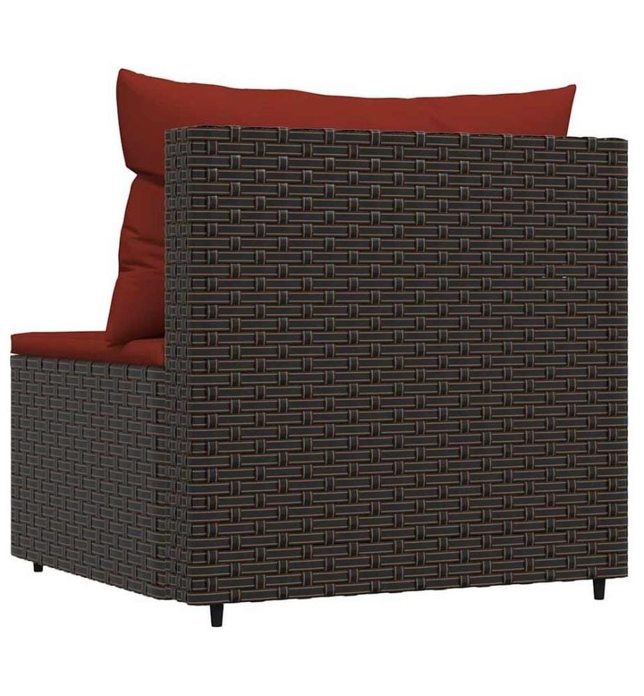 Garten-Mittelsofa mit Kissen Braun Poly Rattan