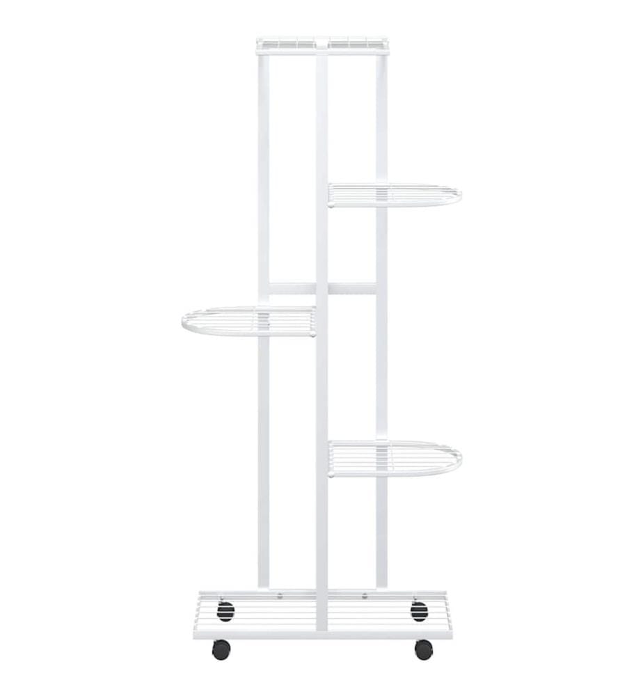 Blumenständer 5-Etagen mit Rollen 44x23x100 cm Weiss Eisen