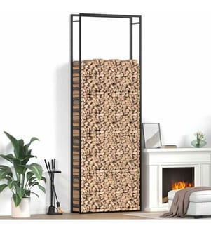 Brennholzregal Mattschwarz 110x28x312 cm Stahl