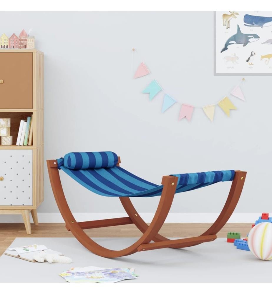 Hamac à bascule pour enfants rayure bleue tissu