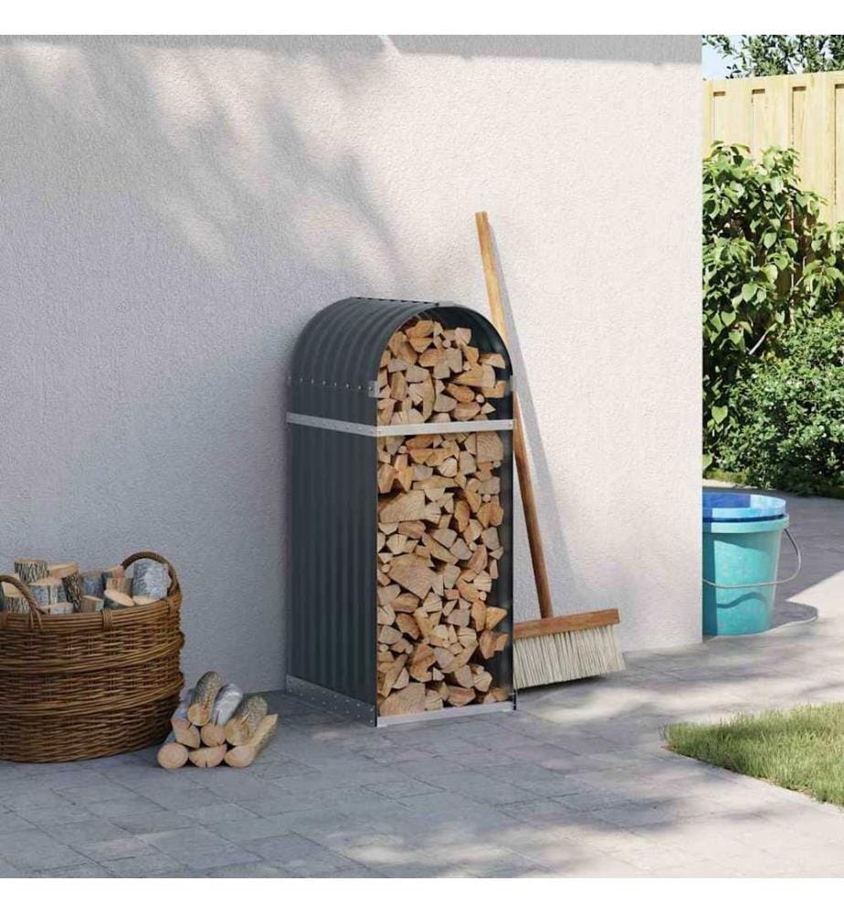 Porte-bûches Anthracite 40x45x100 cm Acier galvanisé