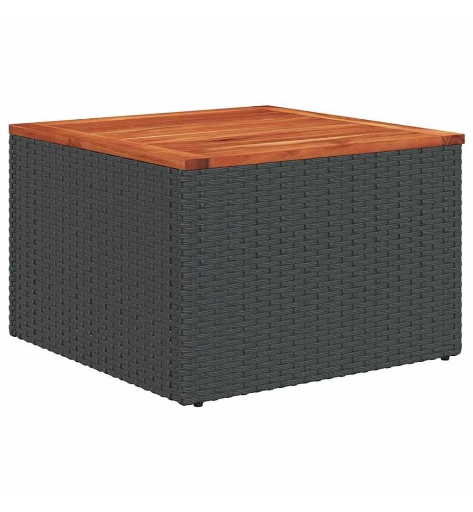 Gartentisch Schwarz 55 x 55 x 37 cm Poly Rattan und Akazienholz